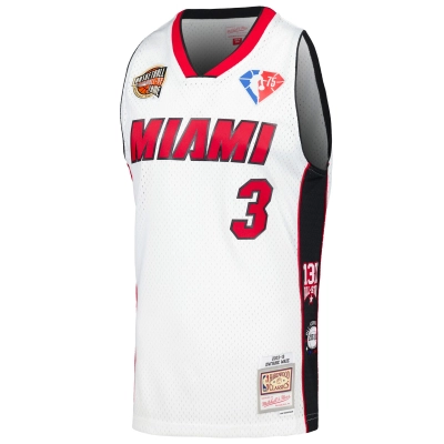 Unisex Miami Heat Dwyane Wade White Hall of Fame Class of 2023 Throwback Swingman Jersey 02