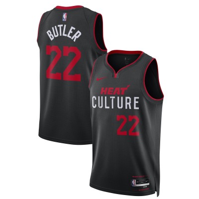 Unisex Miami Heat Jimmy Butler Black 2023/24 Swingman Jersey - City Edition 01