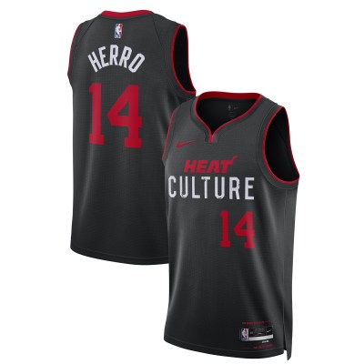 Unisex Miami Heat Tyler Herro Black 2023/24 Swingman Jersey - City Edition 01