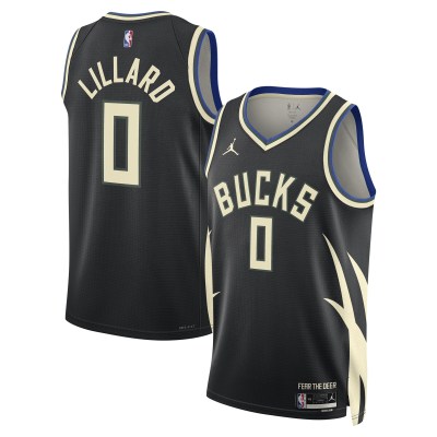 Unisex Milwaukee Bucks Damian Lillard Black Swingman Player Jersey - Statement Edition 01