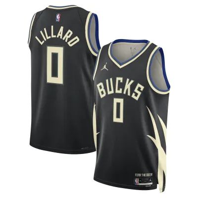 Unisex Milwaukee Bucks Damian Lillard Black Swingman Player Jersey - Statement Edition 01