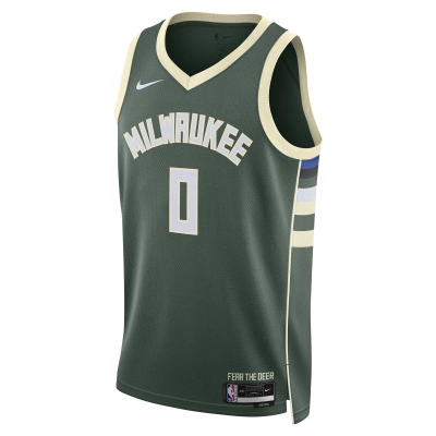 Unisex Milwaukee Bucks Damian Lillard Hunter Green Swingman Jersey - Icon Edition 02