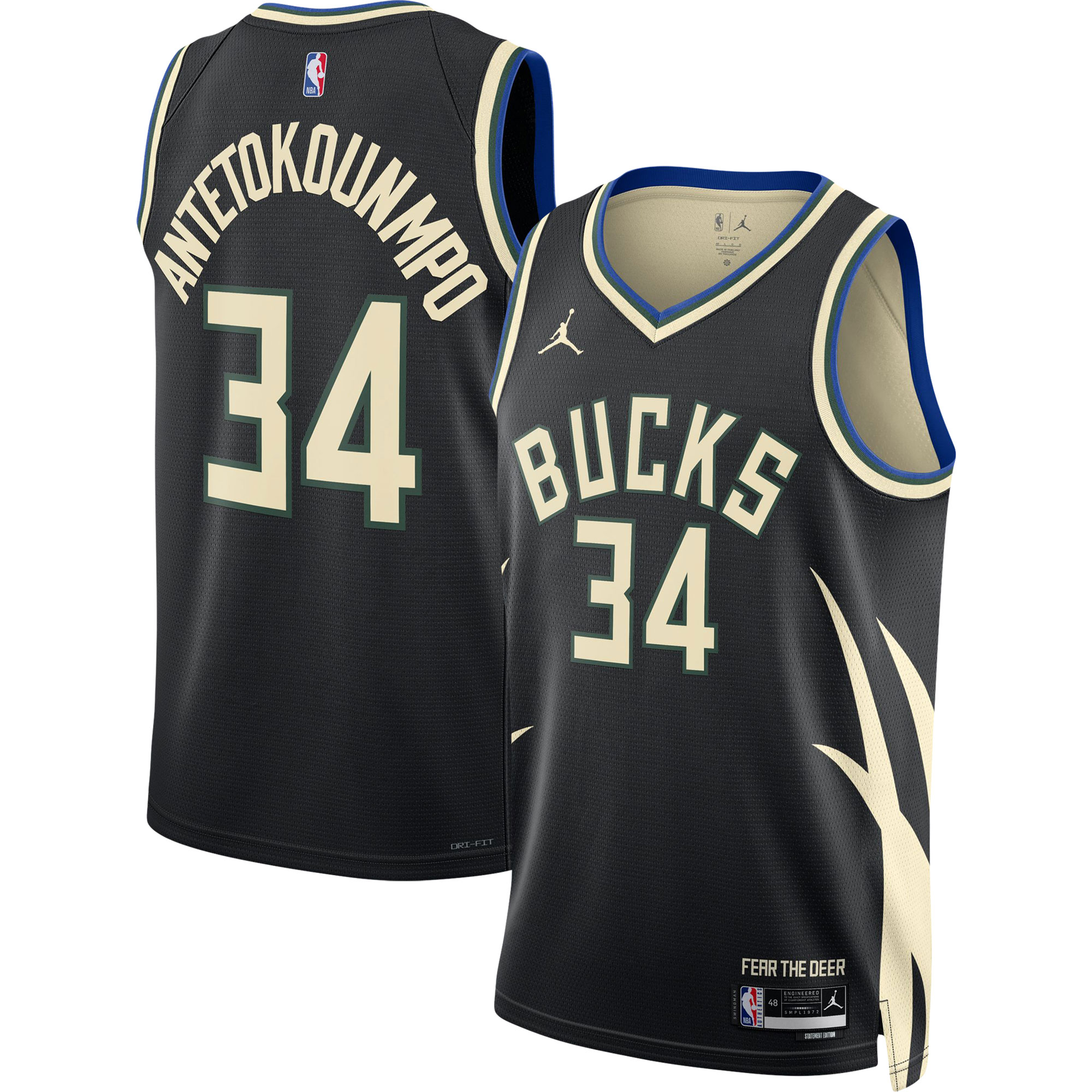 Unisex Milwaukee Bucks Giannis Antetokounmpo Black Swingman Jersey - Statement Edition