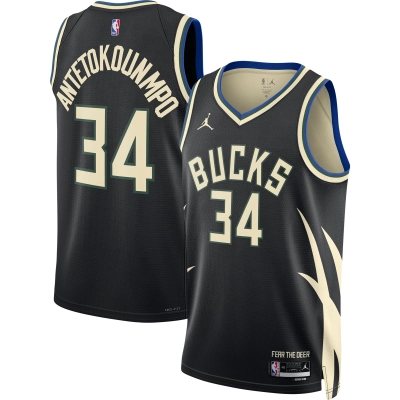 Unisex Milwaukee Bucks Giannis Antetokounmpo Black Swingman Jersey - Statement Edition 01