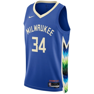 Unisex Milwaukee Bucks Giannis Antetokounmpo Royal 2022/23 Swingman Jersey - City Edition 02