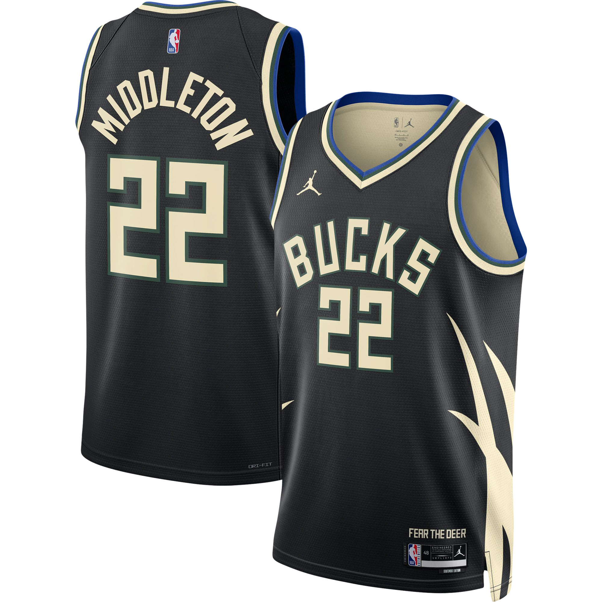Unisex Milwaukee Bucks Khris Middleton Black Swingman Jersey - Statement Edition