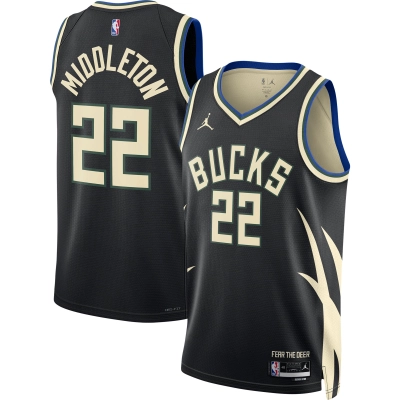 Unisex Milwaukee Bucks Khris Middleton Black Swingman Jersey - Statement Edition 01
