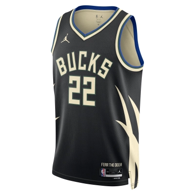 Unisex Milwaukee Bucks Khris Middleton Black Swingman Jersey - Statement Edition 02