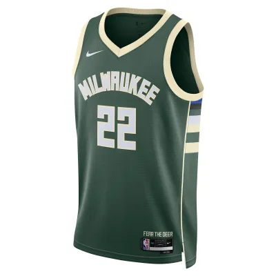 Unisex Milwaukee Bucks Khris Middleton Hunter Green Swingman Jersey - Icon Edition 02