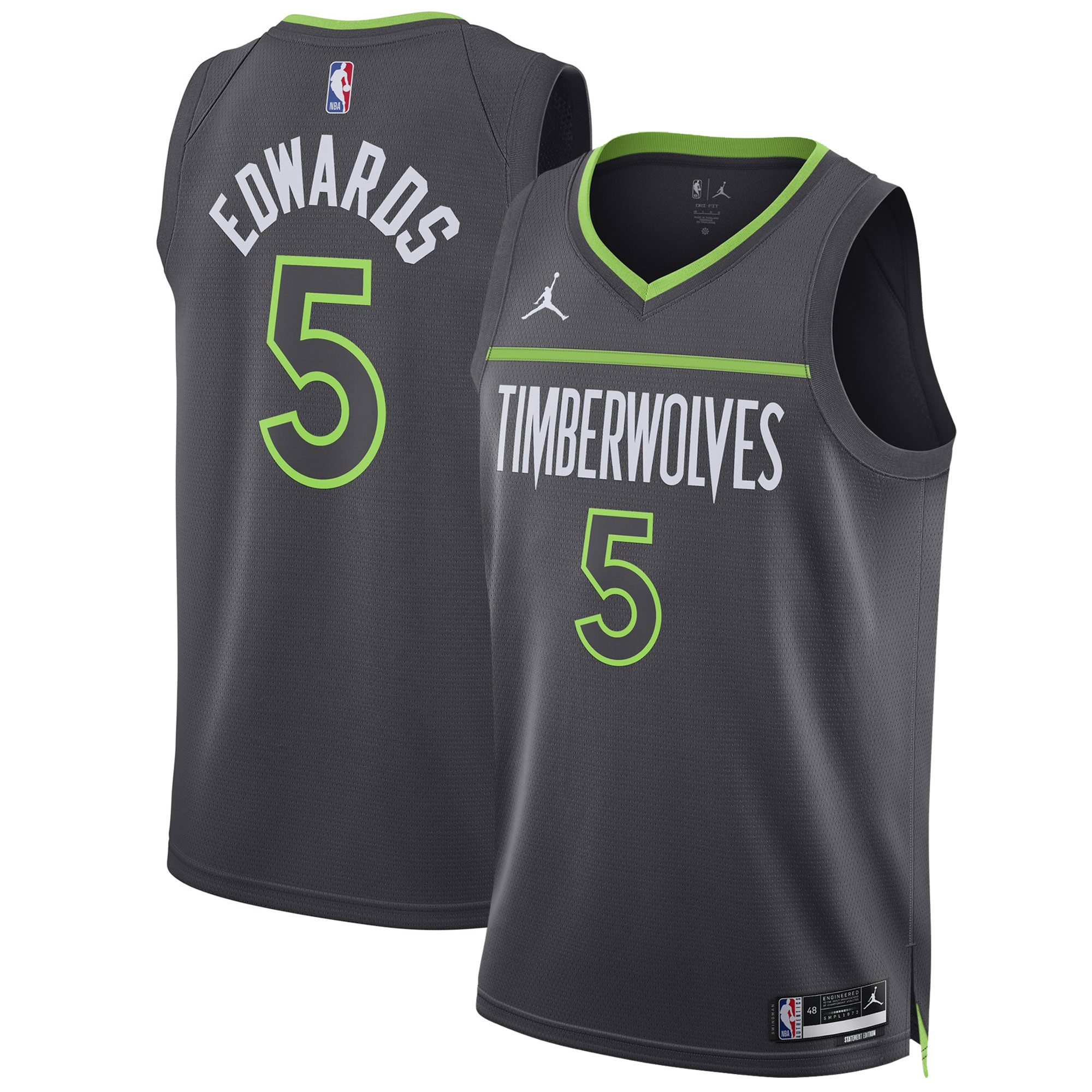Unisex Minnesota Timberwolves Anthony Edwards Charcoal Swingman Jersey - Statement Edition