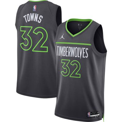 Unisex Minnesota Timberwolves Karl-Anthony Towns Charcoal Swingman Jersey - Statement Edition 01