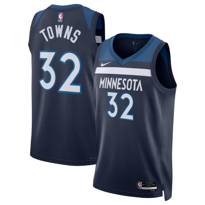 Unisex Minnesota Timberwolves Karl-Anthony Towns Navy Swingman Jersey - Icon Edition 01