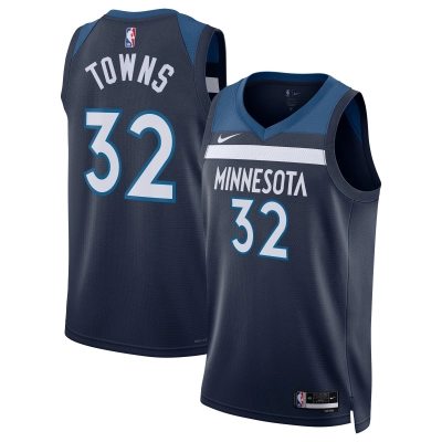 Unisex Minnesota Timberwolves Karl-Anthony Towns Navy Swingman Jersey - Icon Edition 01