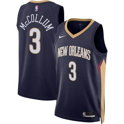 Unisex New Orleans Pelicans C.J. McCollum Navy Swingman Jersey - Icon Edition 01