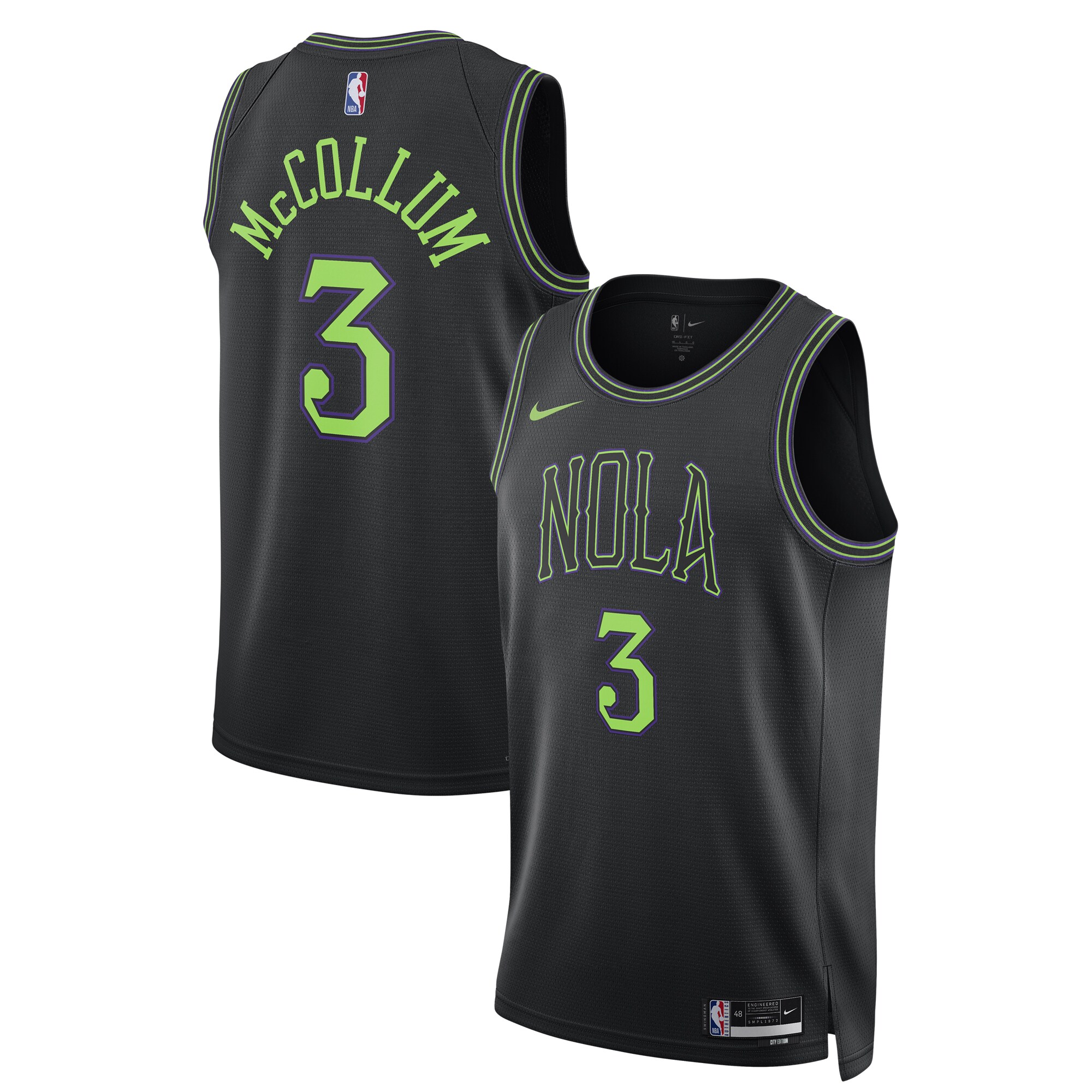 Unisex New Orleans Pelicans CJ McCollum Black 2023/24 Swingman Jersey - City Edition