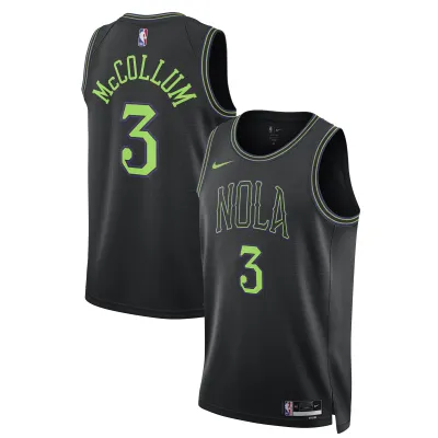 Unisex New Orleans Pelicans CJ McCollum Black 2023/24 Swingman Jersey - City Edition 01