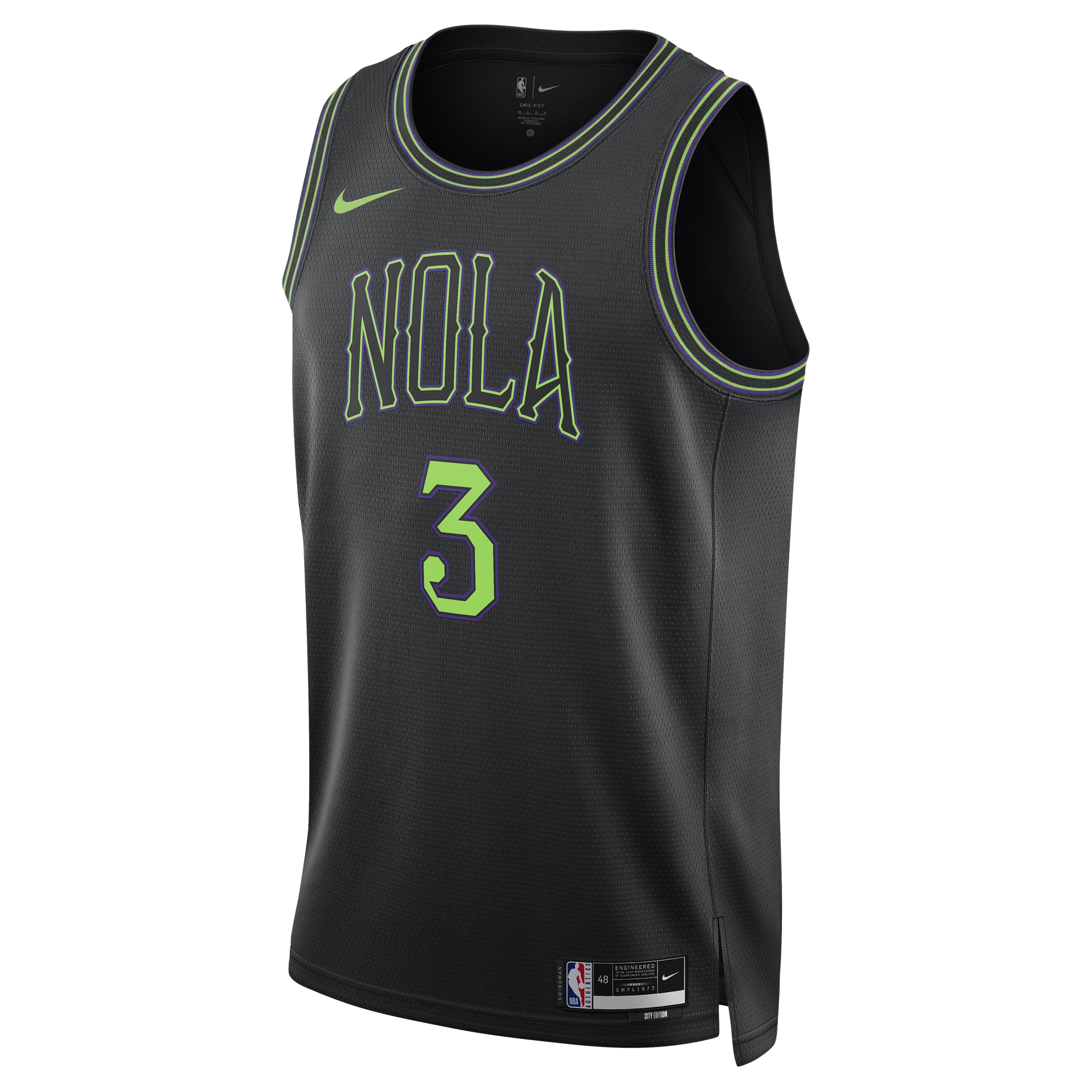 Unisex New Orleans Pelicans CJ McCollum Black 2023/24 Swingman Jersey - City Edition