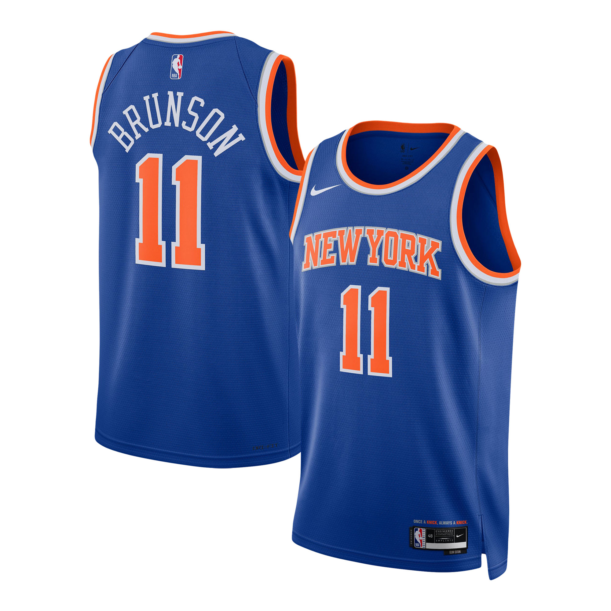 Unisex New York Knicks Jalen Brunson Blue Swingman Jersey - Icon Edition