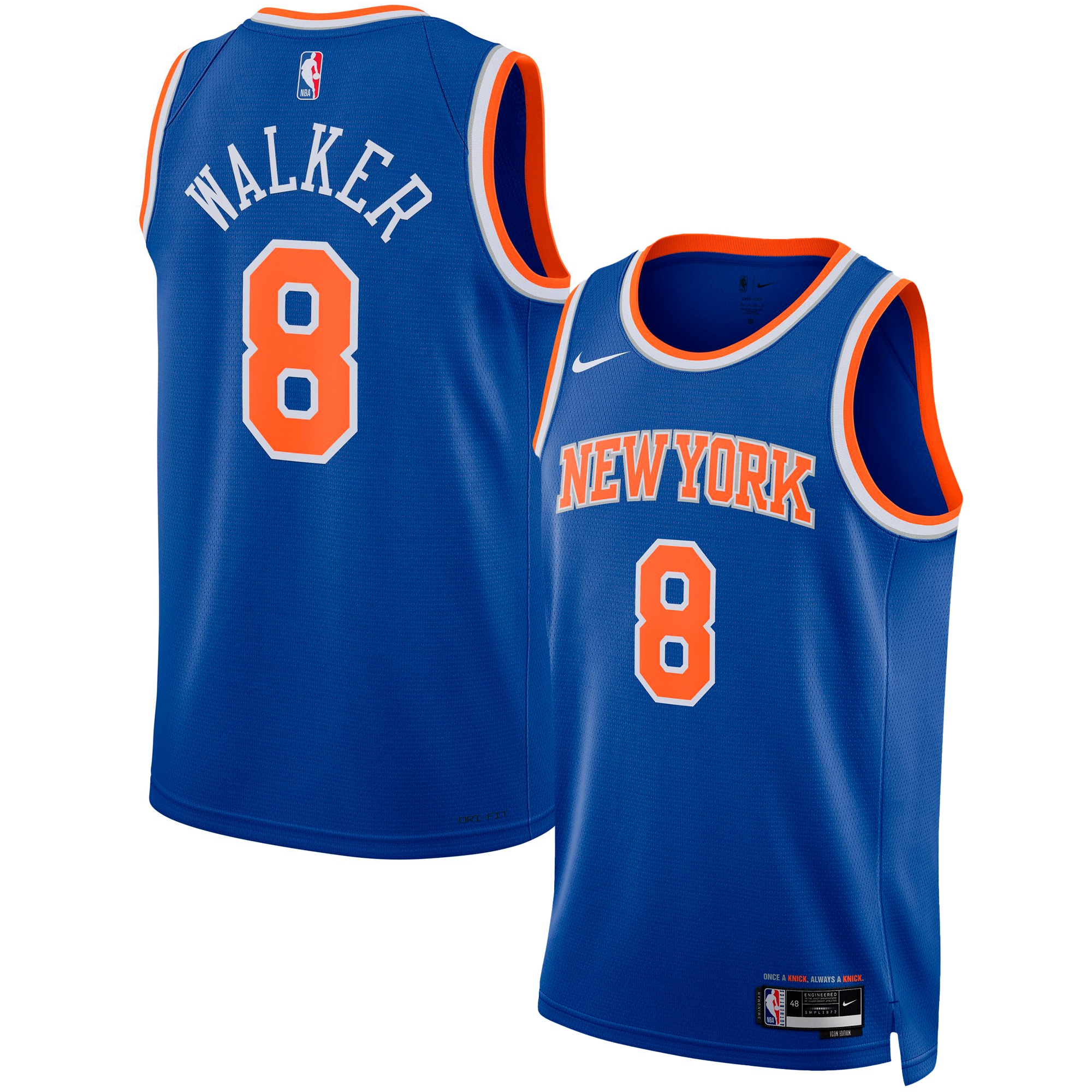 Unisex New York Knicks Kemba Walker Blue Swingman Jersey - Icon Edition