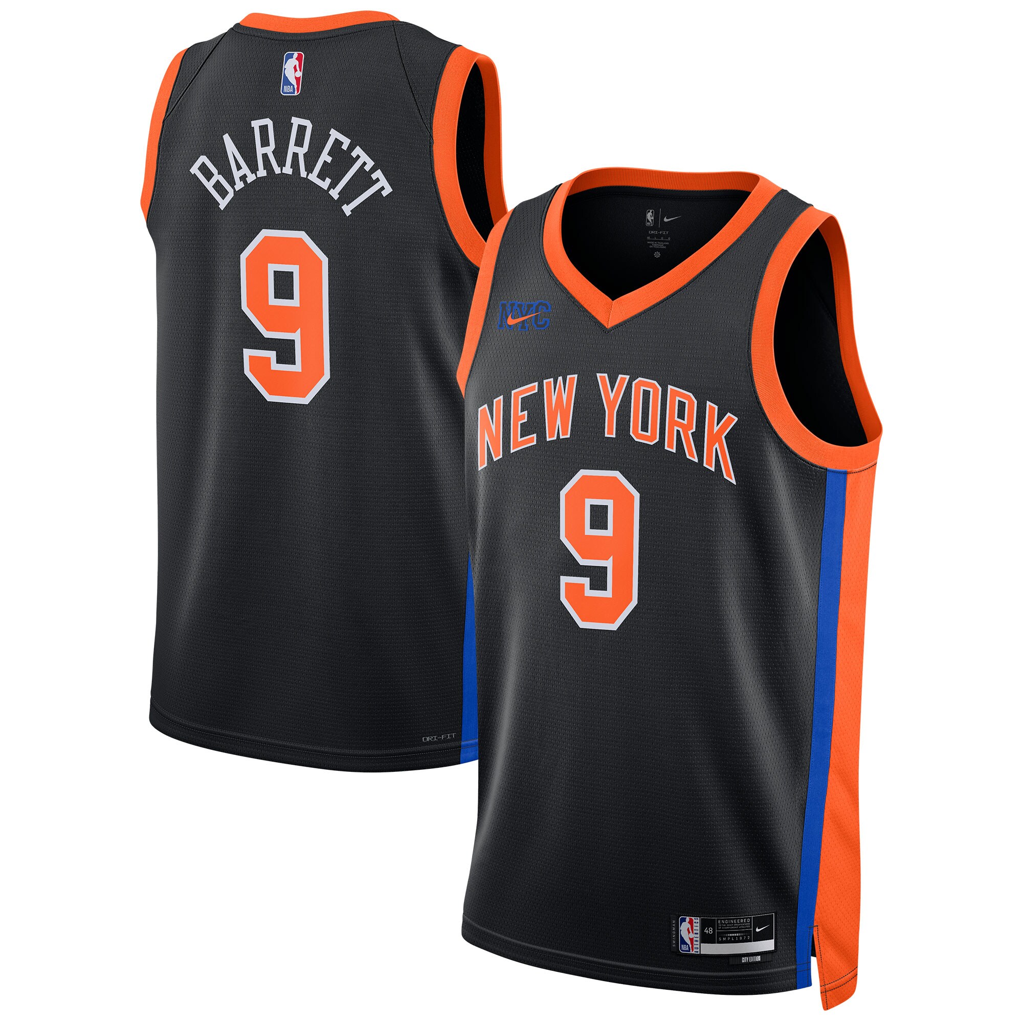 Unisex New York Knicks RJ Barrett Black 2022/23 Swingman Jersey - City Edition