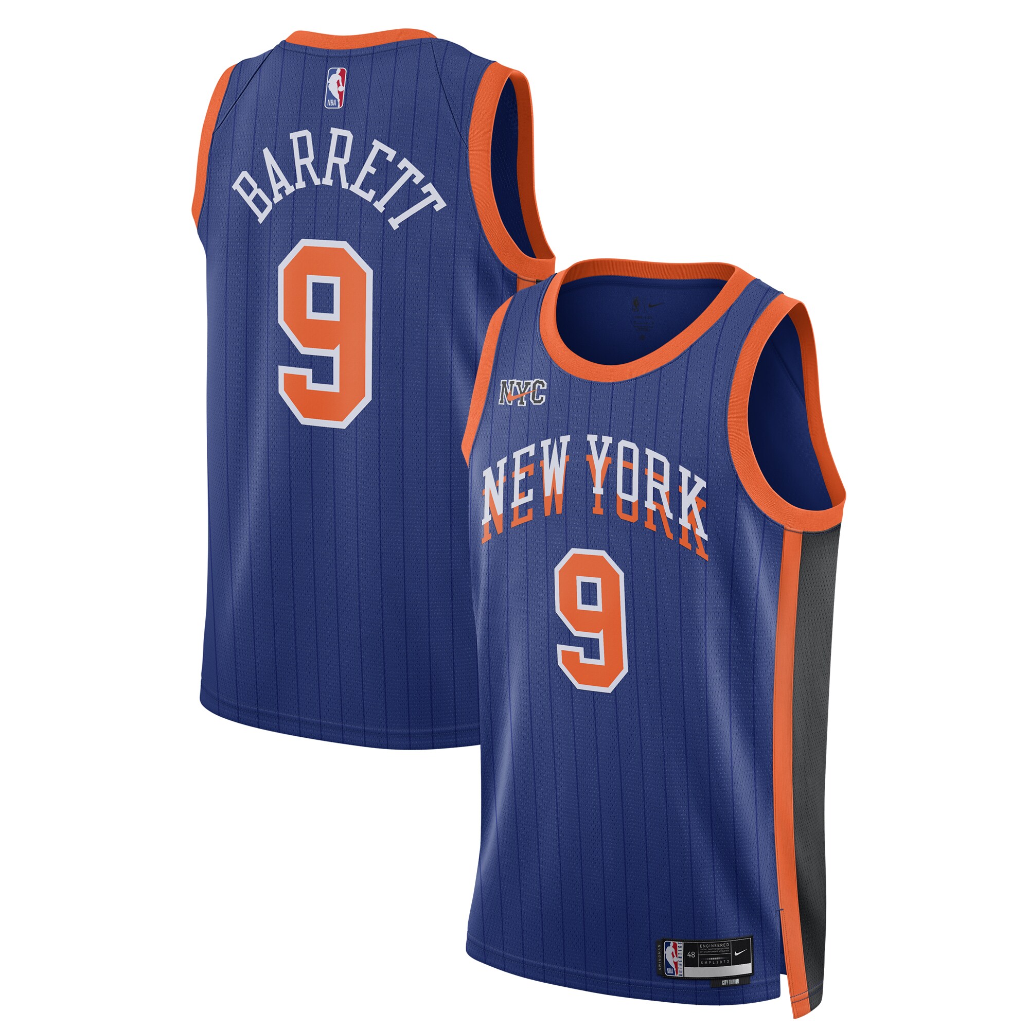 Unisex New York Knicks RJ Barrett Blue 2023/24 Swingman Jersey - City Edition