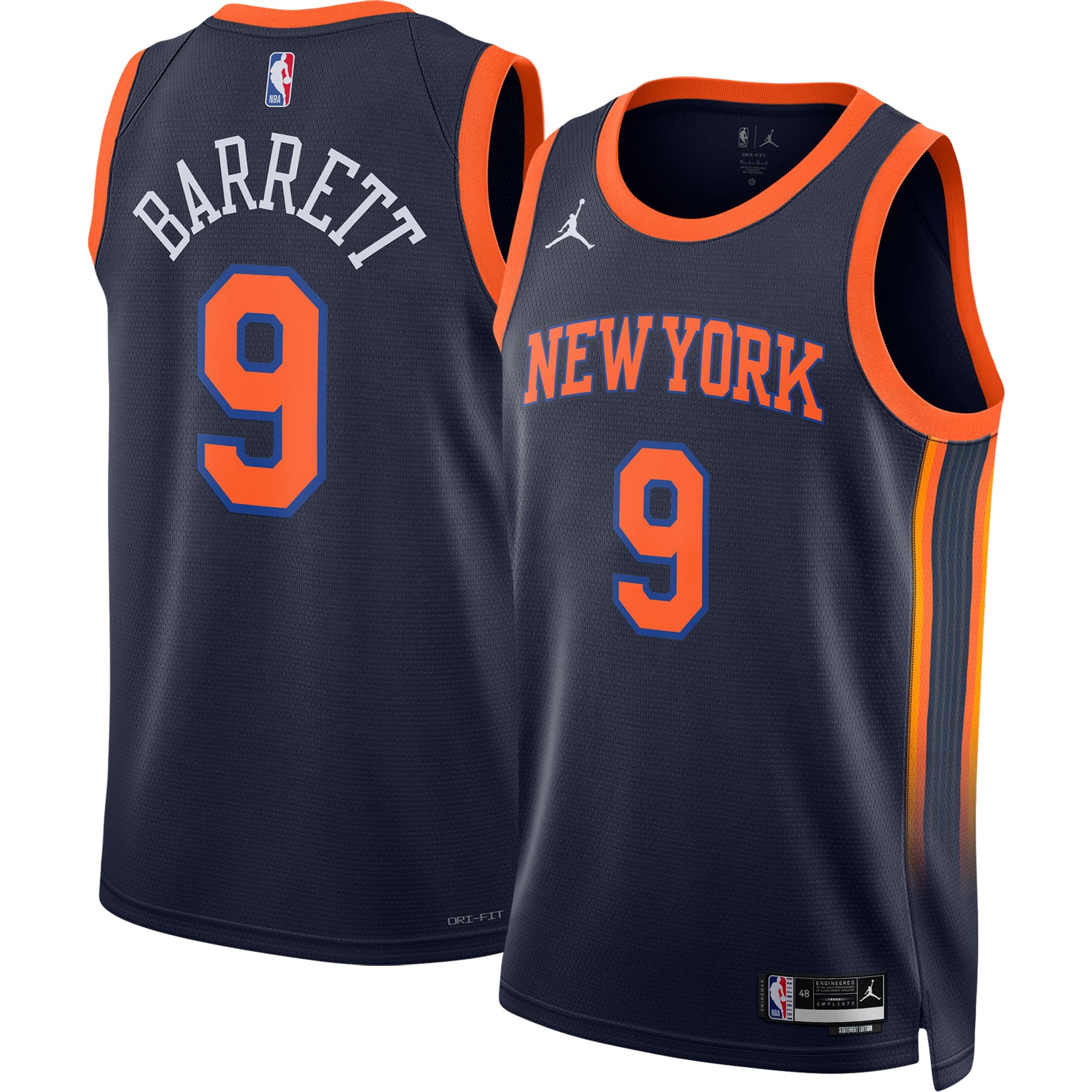 Unisex New York Knicks RJ Barrett Navy Swingman Jersey - Statement Edition