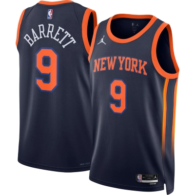 Unisex New York Knicks RJ Barrett Navy Swingman Jersey - Statement Edition 01
