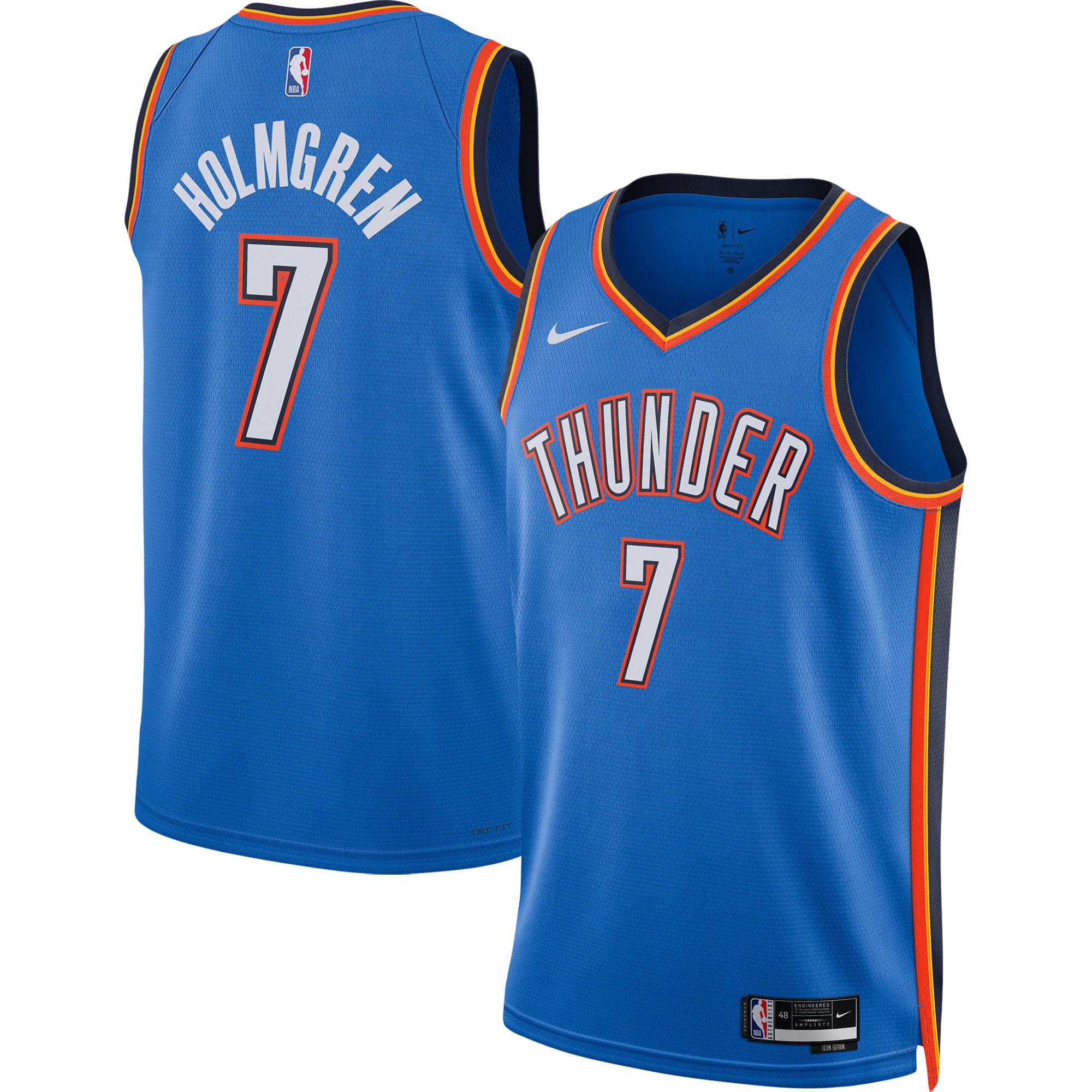 Unisex Oklahoma City Thunder Chet Holmgren Blue 2022 NBA Draft First Round Pick Swingman Jersey - Icon Edition