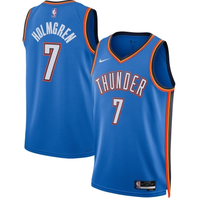 Unisex Oklahoma City Thunder Chet Holmgren Blue 2022 NBA Draft First Round Pick Swingman Jersey - Icon Edition 01