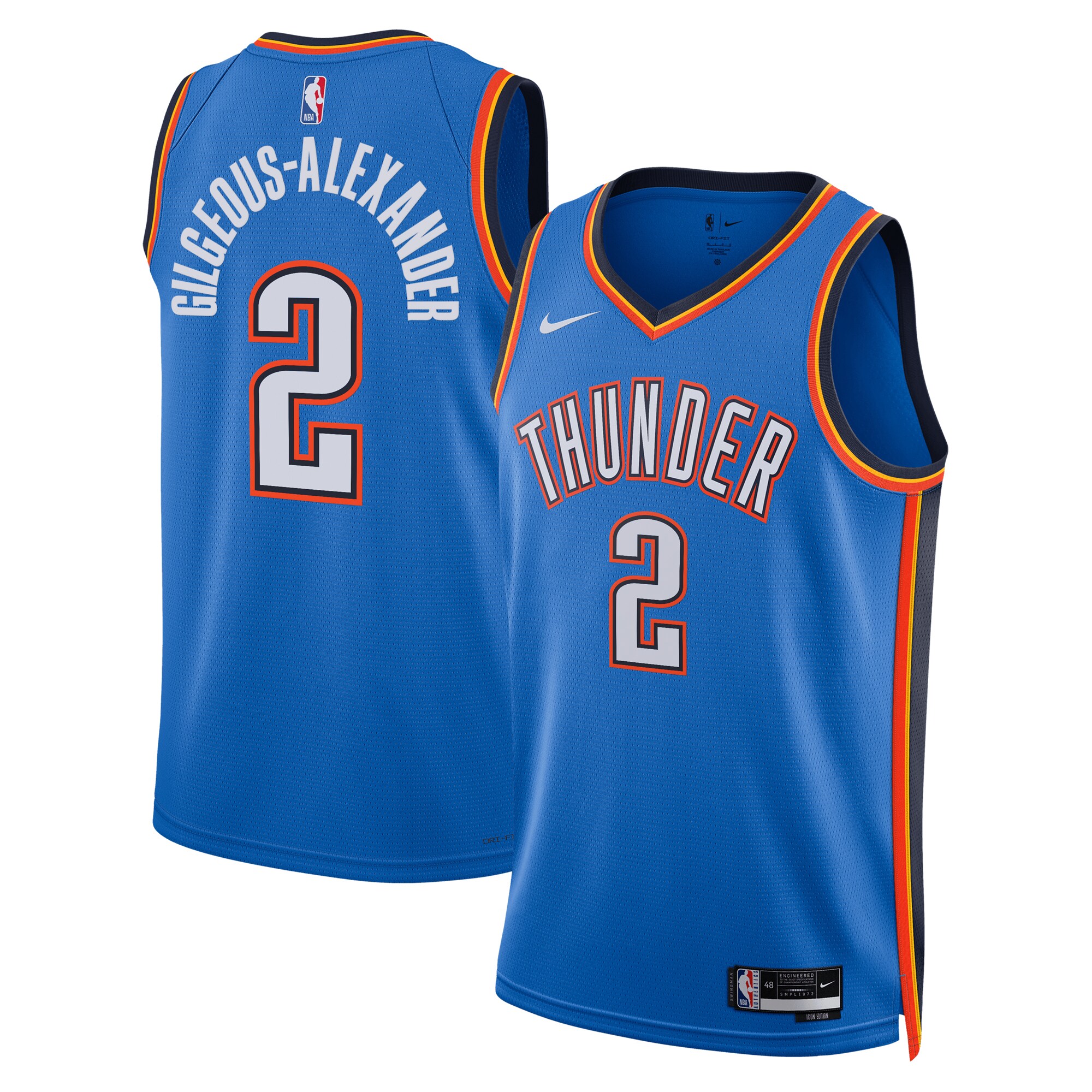 Unisex Oklahoma City Thunder Shai Gilgeous-Alexander Blue Badge Swingman Jersey - Icon Edition
