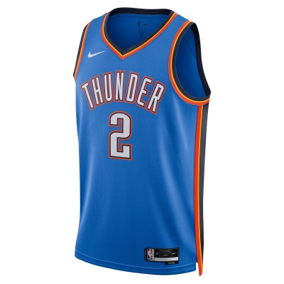 Unisex Oklahoma City Thunder Shai Gilgeous-Alexander Blue Badge Swingman Jersey - Icon Edition 02