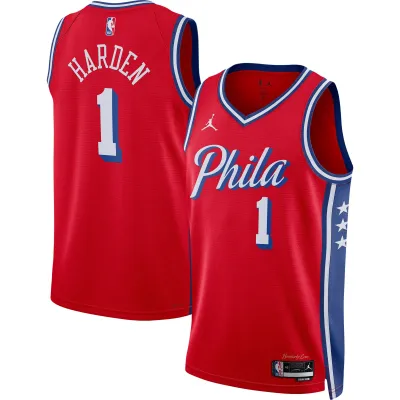Unisex Philadelphia 76ers James Harden Red Swingman Jersey - Statement Edition 01