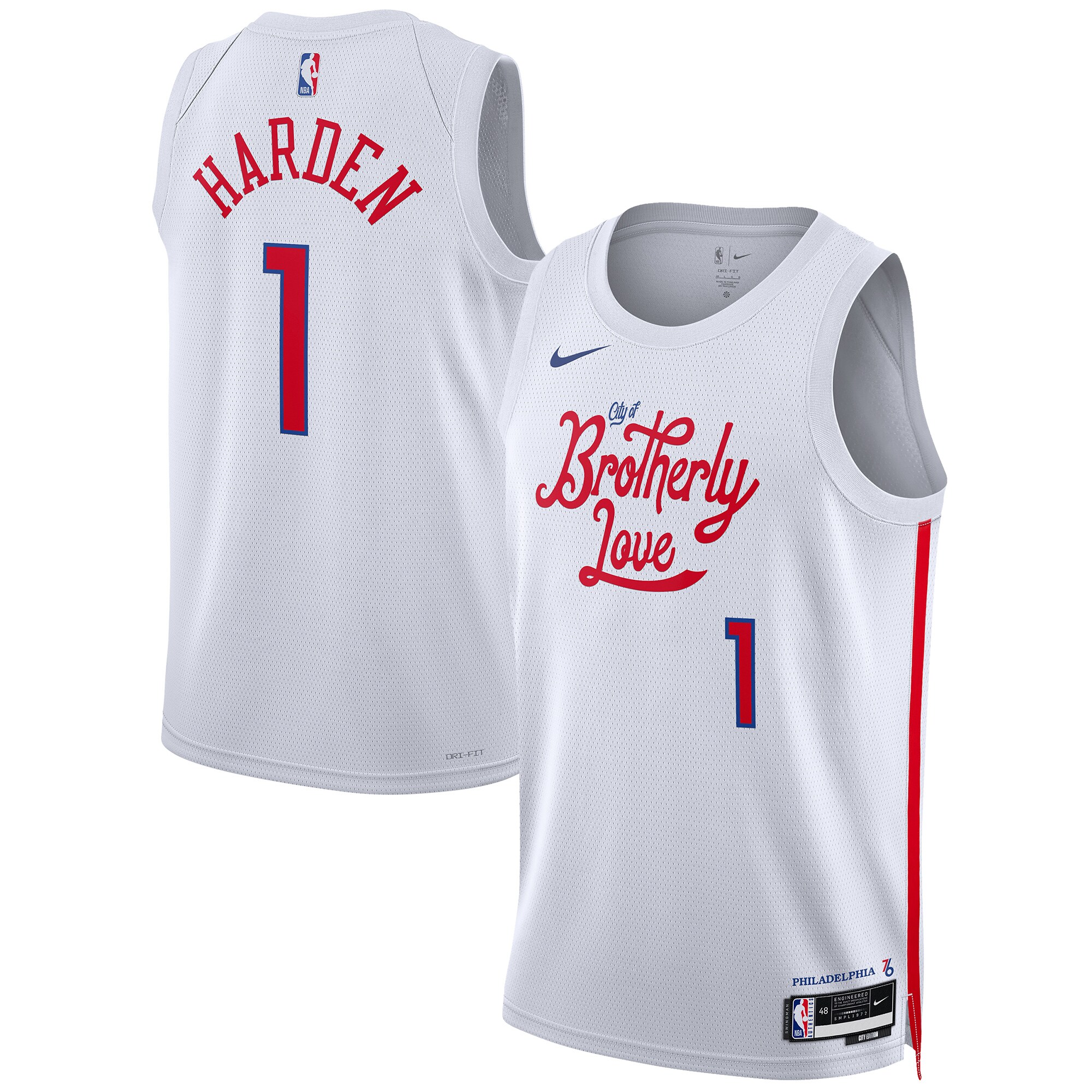 Unisex Philadelphia 76ers James Harden White 2022/23 Swingman Jersey - City Edition