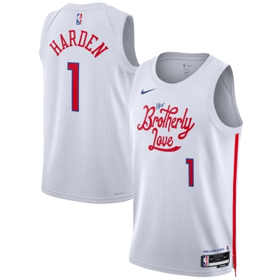 Unisex Philadelphia 76ers James Harden White 2022/23 Swingman Jersey - City Edition 01