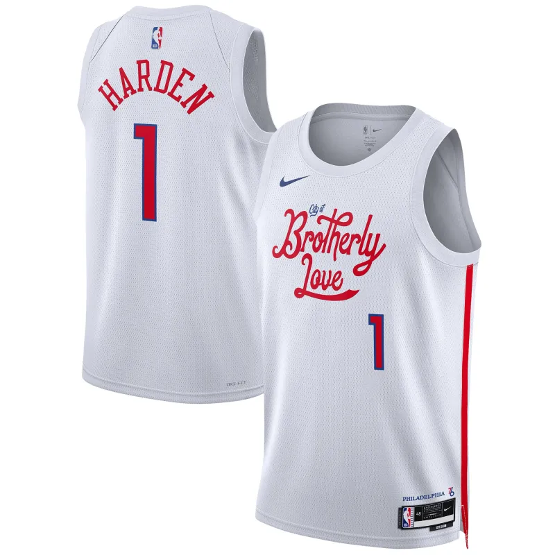 Unisex Philadelphia 76ers James Harden White 2022/23 Swingman Jersey - City Edition