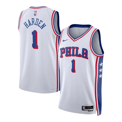 Unisex Philadelphia 76ers James Harden White Swingman Jersey - Association Edition 01