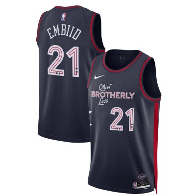 Unisex Philadelphia 76ers Joel Embiid Navy 2023/24 Swingman Jersey - City Edition 01