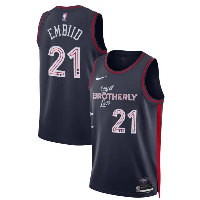 Unisex Philadelphia 76ers Joel Embiid Navy 2023/24 Swingman Jersey - City Edition 01