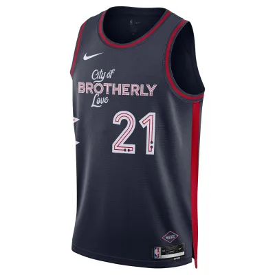 Unisex Philadelphia 76ers Joel Embiid Navy 2023/24 Swingman Jersey - City Edition 02