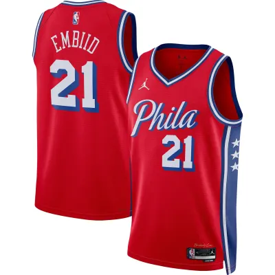 Unisex Philadelphia 76ers Joel Embiid Red Swingman Jersey - Statement Edition 01