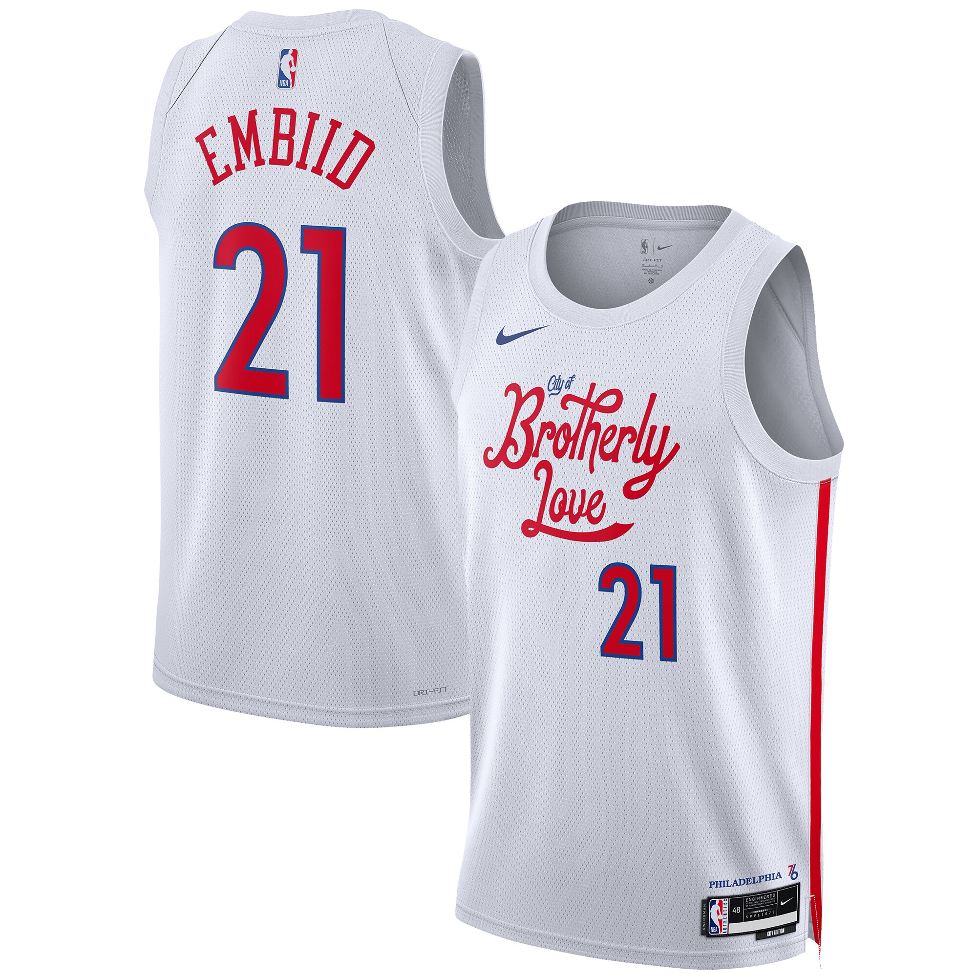 Unisex Philadelphia 76ers Joel Embiid White 2022/23 Swingman Jersey - City Edition