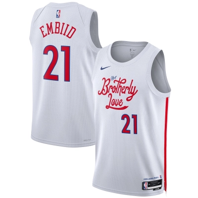 Unisex Philadelphia 76ers Joel Embiid White 2022/23 Swingman Jersey - City Edition 01