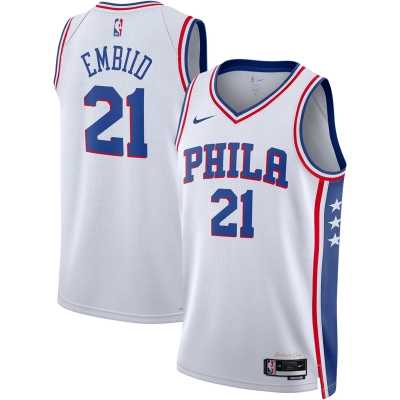 Unisex Philadelphia 76ers Joel Embiid White Swingman Jersey - Association Edition 01