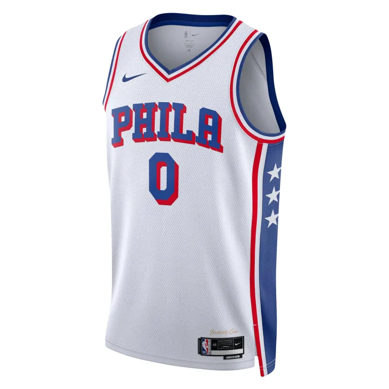 Unisex Philadelphia 76ers Tyrese Maxey White Swingman Jersey - Association Edition