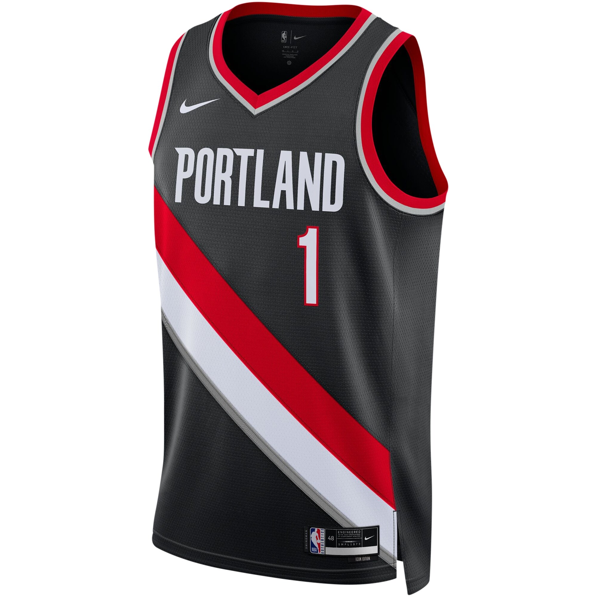 Unisex Portland Trail Blazers Anfernee Simons Black Swingman Jersey - Icon Edition