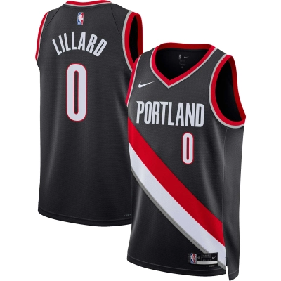 Unisex Portland Trail Blazers Damian Lillard Black Swingman Jersey - Icon Edition 01