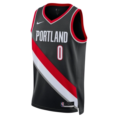 Unisex Portland Trail Blazers Damian Lillard Black Swingman Jersey - Icon Edition 02