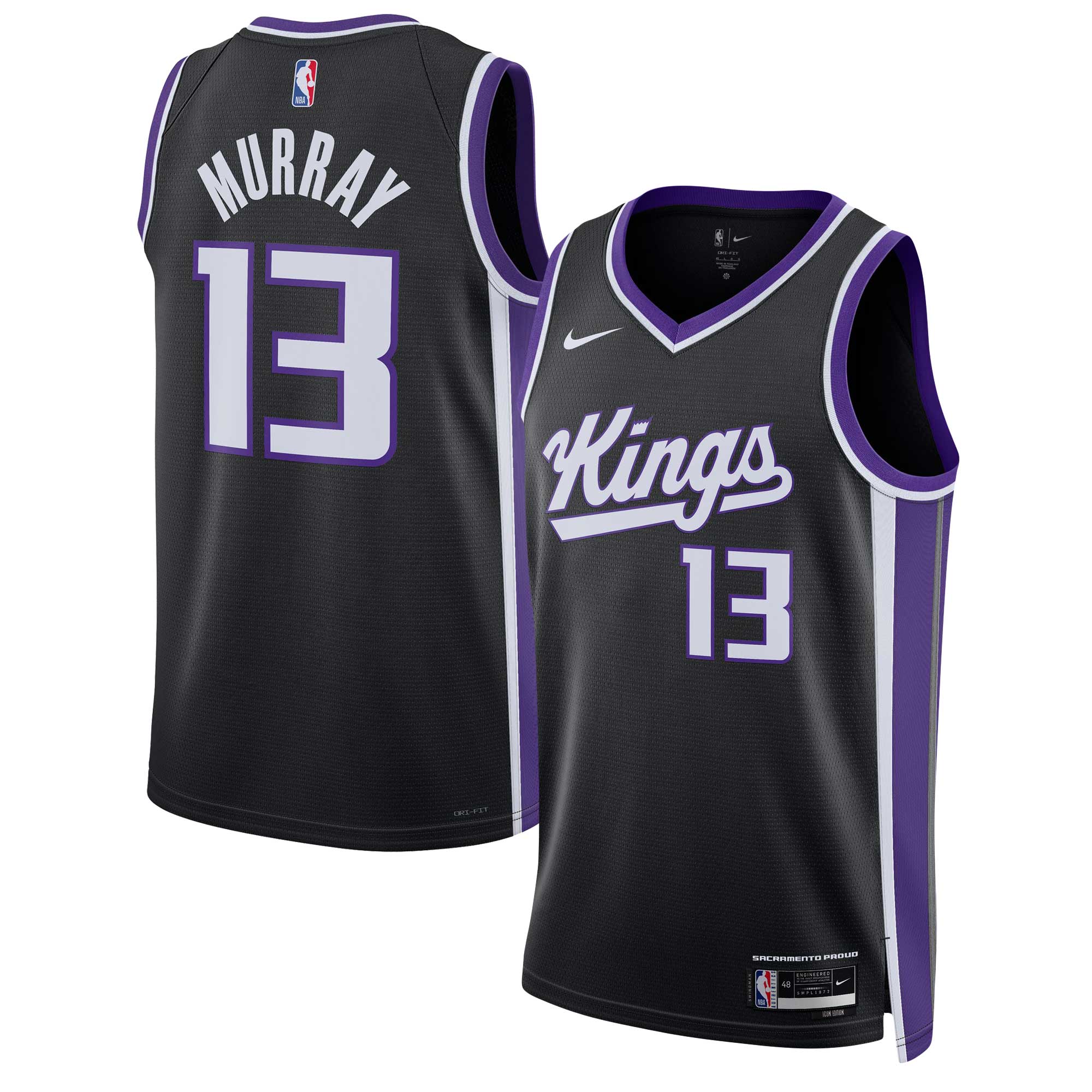 Unisex Sacramento Kings Keegan Murray Black Swingman Jersey - Icon Edition