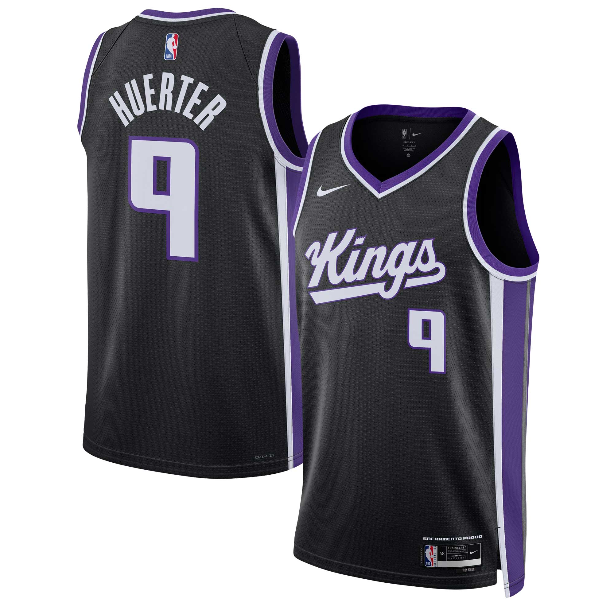 Unisex Sacramento Kings Kevin Huerter Black Swingman Jersey - Icon Edition