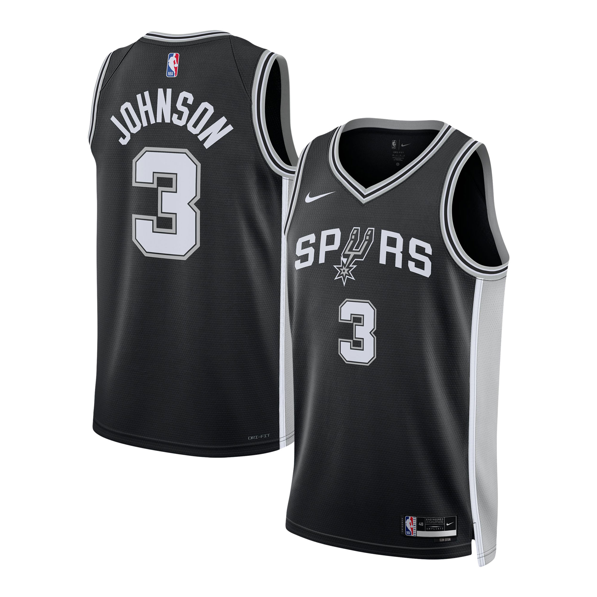 Unisex San Antonio Spurs Keldon Johnson Black Swingman Jersey - Icon Edition